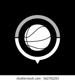 Basketball ball  - black vector icon