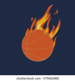 basketball ball burning - vector