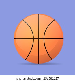 basketball ball color flat icon vector illustration