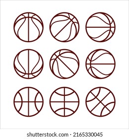 Basketballkontur. Minimalistische schwarze Linien. Einfarbige, isolierte Formen auf weißem Hintergrund. Vektorgrafik