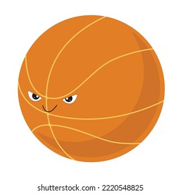 Basketball Ball. Cute ball with funny face. Cute School Supplies. Vector, kawaii