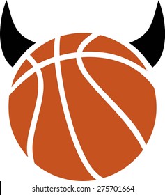Basketball Ball with Devil Horns
