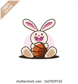 Basketball ball with easter rabbit vector illustration