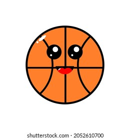 Basketball ball emoji. Cute and happy basketball mascot design.
