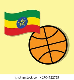 Basketball ball with Ethiopia national flag 