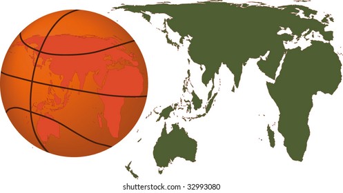 basketball ball and European continent map