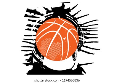 Basketball. A ball falling inside.