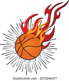 basketball ball in fire