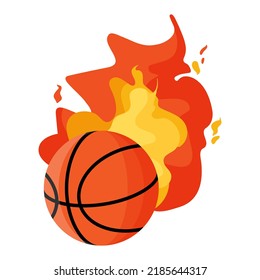 Basketball ball with fire. 3x3 Basketball sport equipment. Summer games. Vector cartoon isolated illustration.