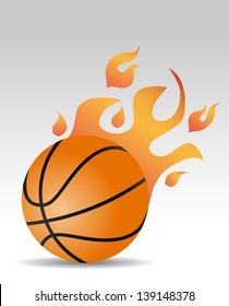 basketball ball with fire flames