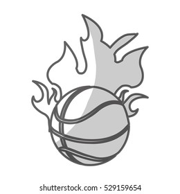 basketball ball with fire flames over white background. vector illustration