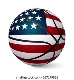 Basketball ball flag of USA isolated on white background. Vector EPS10 illustration. 