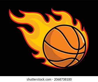 Basketball Ball Flame Fire Basket Ball Vector