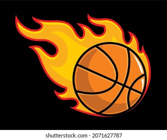 Basketball Ball Flame Fire Basket Ball Vector