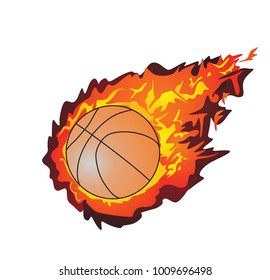 basketball ball in flame, ball in fire vector