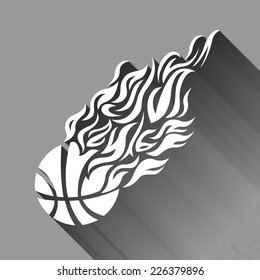 Basketball ball in flame sneakers vector art icon color