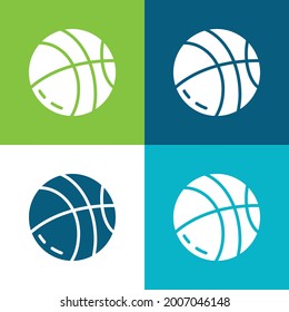 Basketball Ball Flat four color minimal icon set