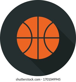 Basketball ball flat icon on dark background, vector symbol