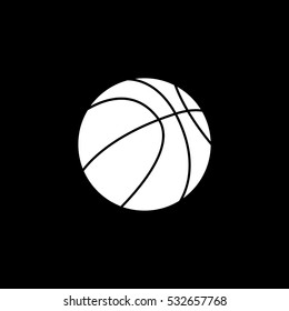 Basketball Ball Flat Icon On Black Background
