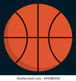 Basketball ball flat icon, vector sign, colorful pictogram isolated on black. Symbol, logo illustration. Flat style design