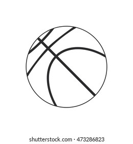 Basketball ball in flat style with Long Shadow. Black on white. Vector illustration. EPS 10.