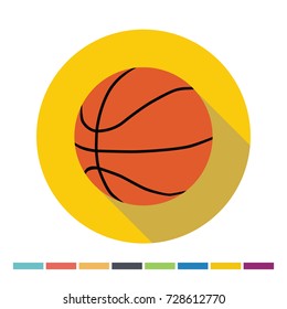 Basketball ball flat web icon. Vector Illustration.
