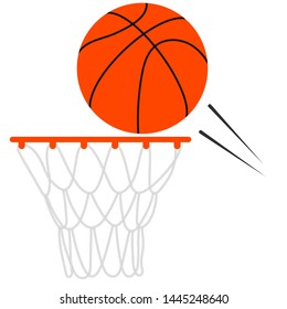Basketball ball flies to the basketball hoop