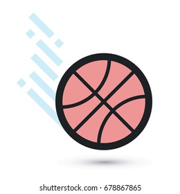 basketball ball is flying