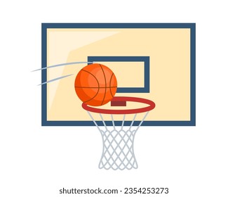 Basketball. Ball flying into the basketball ring. Vector illustration