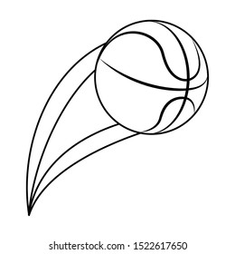 basketball ball flying out over white background, vector illustration