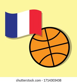 Basketball ball with France national flag 