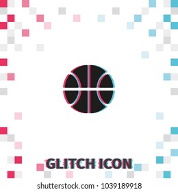 Basketball ball  glitch effect vector icon.