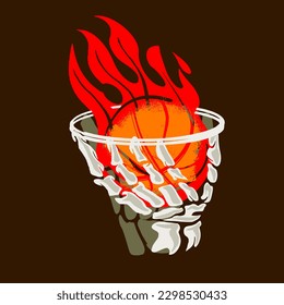 basketball ball glows like a comet in vector