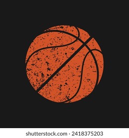 Basketball mit farbigen Punkten Vektorsymbol, Sportzubehör Ausrüstung für Spiel-, Meister- oder Turnier-Wettbewerb, grungy Design-Element, Emblem, Label