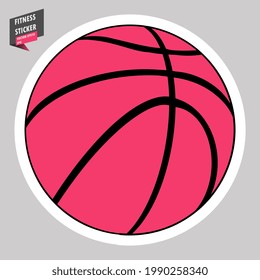 Baloncesto. Gimnasio. Equipo. Rutina de fitness. Estilo de vida activo. Ilustración colorida dibujada a mano. Pegatina para imprimir. Alta resolución. Vector EPS10 e IPG