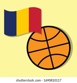 Basketball ball with had national flag 