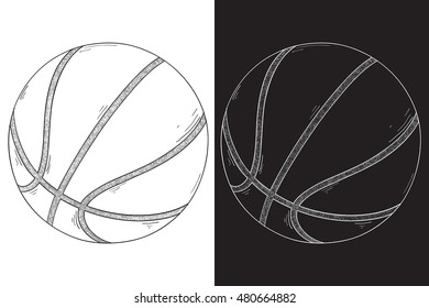 Basketball ball. Hand drawn sketch. Vector illustration