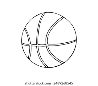 Basketball ball. Hand-drawn illustration on white background. Simple icon of leather basketball. 