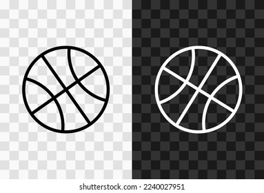 Basketball ball, high quality vector editable line icon. Basketball ball icon isolated on dark and light transparent backgrounds for UI design.