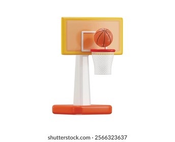 Basketball Ball with Hoop icon 3d render vector illustration