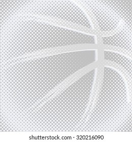 Basketball ball with hoop and net, hand drawn grunge effect on halftone background. vector illustration art design 