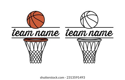 Baloncesto Ball y Hoop Split Team Name Frame Sports Monograma