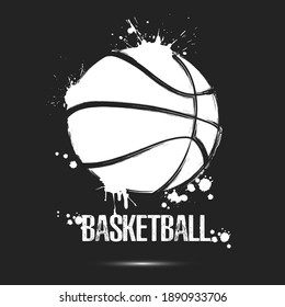 Basketball ball icon. Abstract basketball ball for design logo, emblem, label, banner. Football template on isolated background. Grunge style. Vector illustration