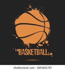 Basketball ball icon. Abstract basketball ball for design logo, emblem, label, banner. Basketball template on isolated background. Grunge style. Vector illustration