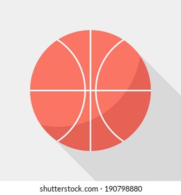 Basketball ball icon. Flat design style modern vector illustration. Isolated on stylish color background. Flat long shadow icon. Elements in flat design.