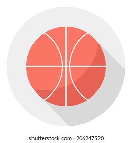 Basketball ball icon. Flat design style modern vector illustration. Isolated on stylish color background. Flat long shadow icon. Elements in flat design.