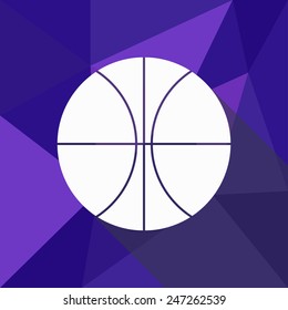 Basketball ball icon. Flat design style modern vector illustration. Isolated on stylish color background. Flat long shadow icon. Elements in flat design. Geometric background.