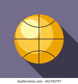 Basketball ball icon in flat style on a lavender background