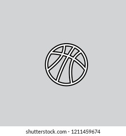 Basketball ball icon. Flat vector illustration black on gray background.