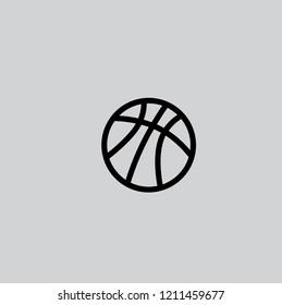 Basketball ball icon. Flat vector illustration black on gray background.